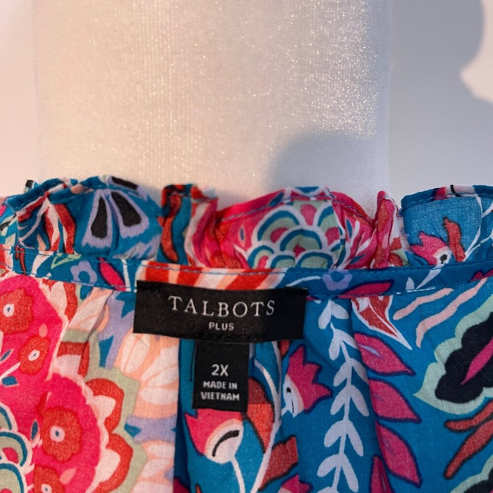 Talbots Plus Ruffle Cap Sleeve V-neck Top size 2X - Picture 4 of 5